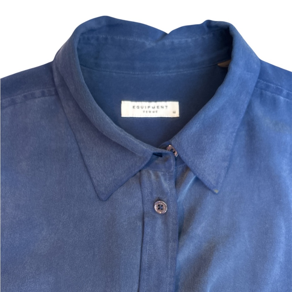 Equipment Femme Blue Button Down Shirt Size M - Picture 3 of 12